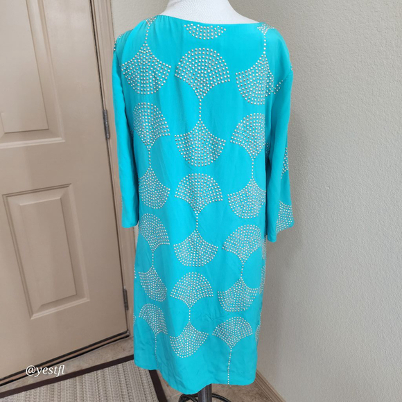 Trina Turk seafoam rhinestones 100% silk dress - Picture 2 of 8